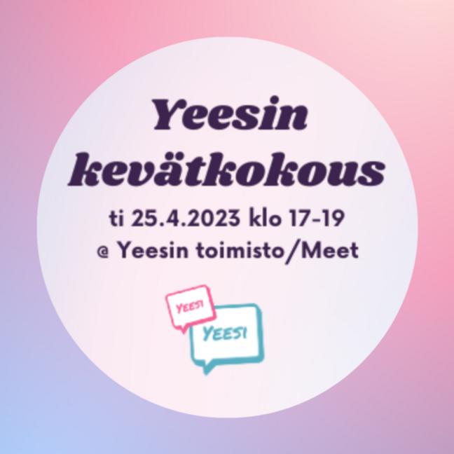 Kutsu Yeesin kevätkokoukseen tiistaina 25.4.2023